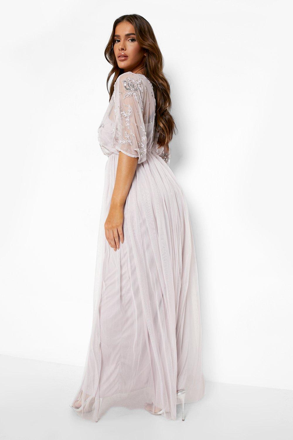 Embellished mesh hotsell maxi dress